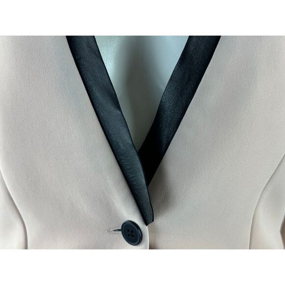Barbara‎ Bui Leather Trim Blazer 40 US 8 Flaw* Long Sleeve Lined V-neck Jacket - Picture 8 of 16